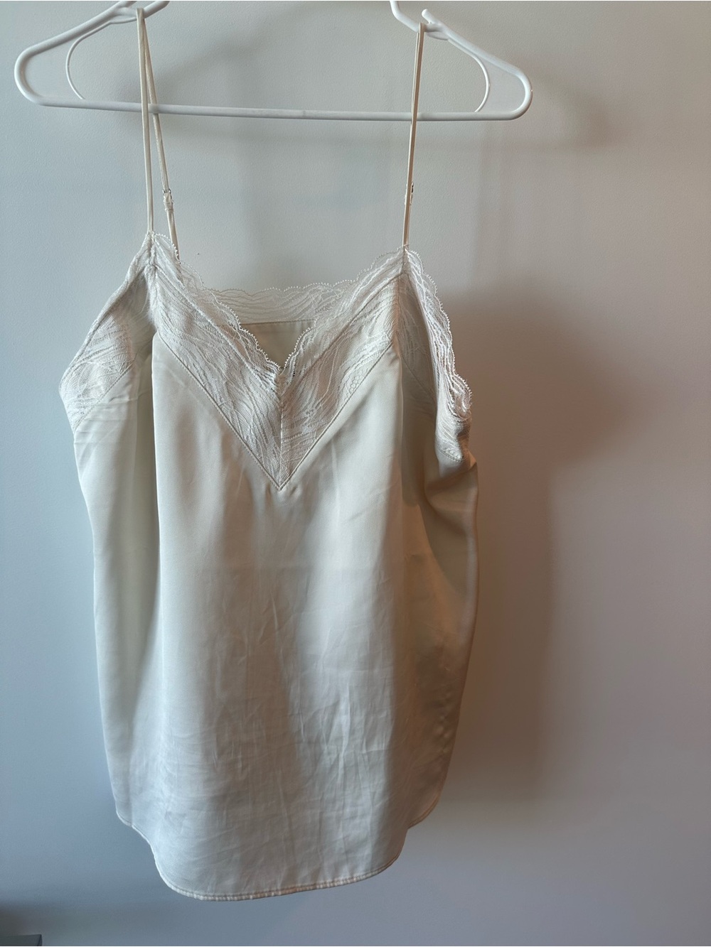 Express Cream Lace-Trim Satin Cami